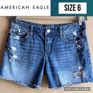 American Eagle Womens Shorts Jean Distressed Cut Off Medium Rise Denim Size 6
